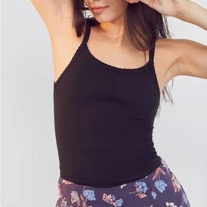 Urban Outfitters Black Out From Under Drop Needle Scallop Cami